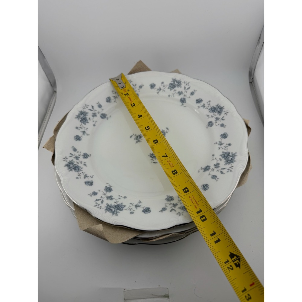 Johann Haviland Bavaria Plates Blue Floral Silver Rim‎ Set of 4 - Picture 9 of 9